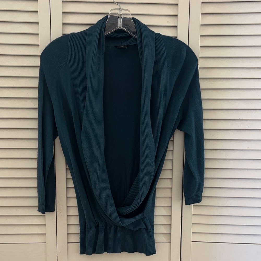 Ann Taylor Teal Open-Front Draped Women's Sweater Sz XS